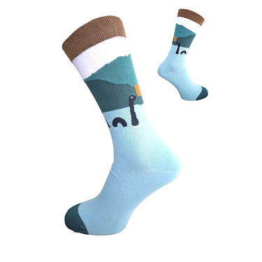 Pale Blue Loch Ness Monster Bamboo socks