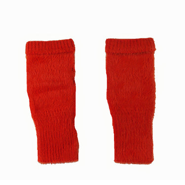 Orangey Red Fine knit fingerless gloves