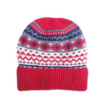 Red fleece lined Nordic hat