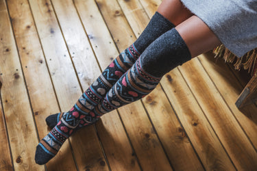 Heart patterned over-the-Knee Wool Blend Socks