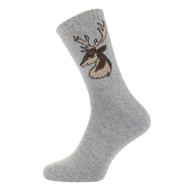 Grey Stag head wool blend socks