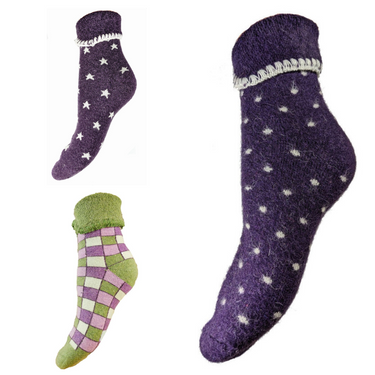 3 pairs of Purple patterned Cuff socks - buy 2 for £35
