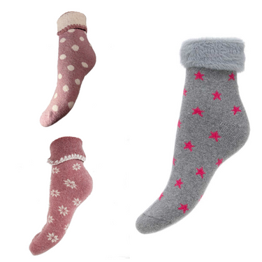 3 pairs of pink cuff socks