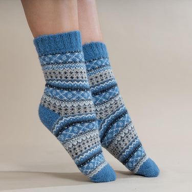 Blue soft Fairisle patterned socks