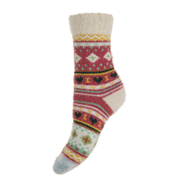 Pink Nordic patterned soft Wool Blend socks