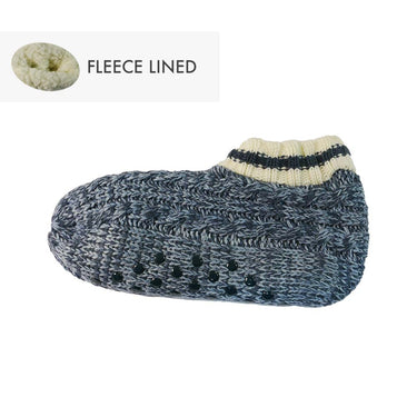 Blue fleece lined cable knit Booties