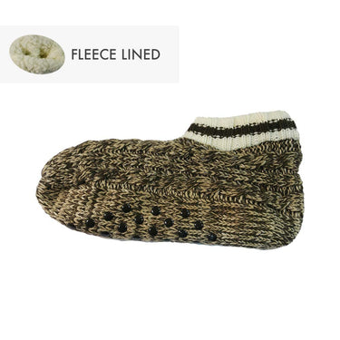 Brown fleece lined cable knit Booties