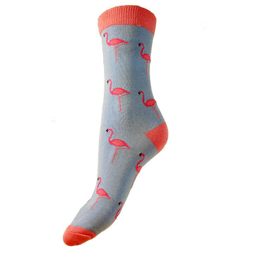 Blue and Pink Flamingo Bamboo Socks