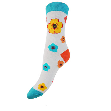 Multi coloured Poppies Bamboo socks