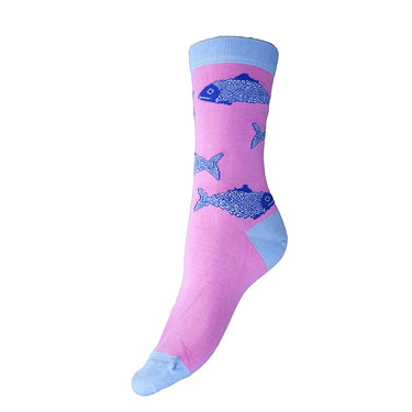 Pink Fish Bamboo socks