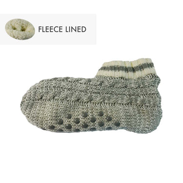 Grey fleece lined cable knit Booties