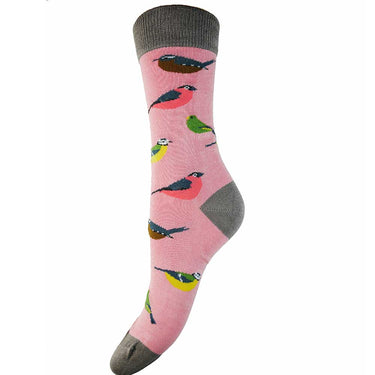 Pink Birds Bamboo Socks