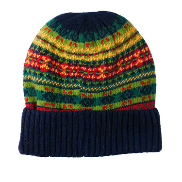 Dark blue fleece lined Fairisle hat