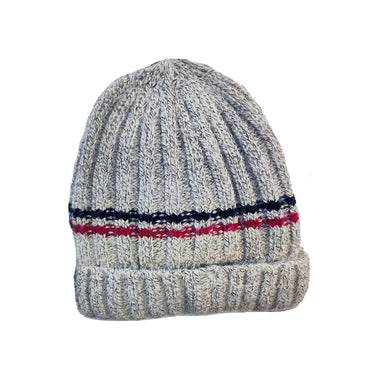 Grey chunky knit fleece lined hat