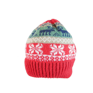 Red Winter patterned fleece lined hat