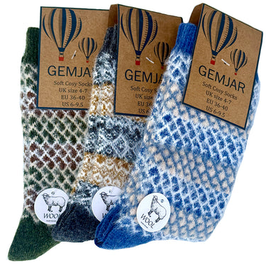 3 pairs of Cosy Fairisle patterned socks size 4-7