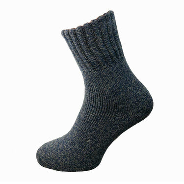 Dark Blue thick wool blend socks with ribbed cuff