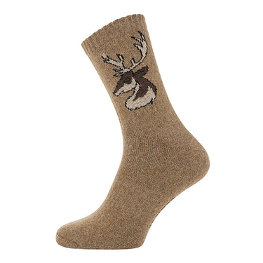 Brown Stag head wool blend socks