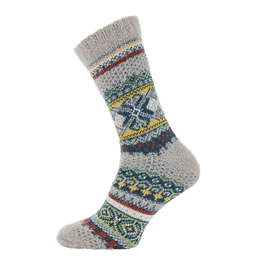 Grey and yellow patterned Scandi Wool Blend socks