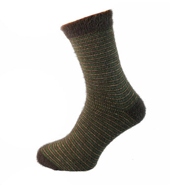 Dark brown with green stripes Wool Blend socks