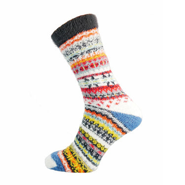 Blue, yellow, red and white Nordic pattern Wool Blend socks