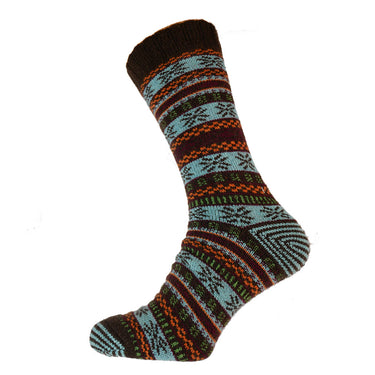 Black and blue Nordic patterned wool blend socks