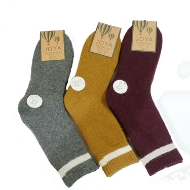 3 pairs of Men's Thick Dark wool blend socks - dark grey, mustard and burgundy