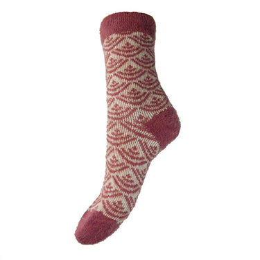 Pink and Cream  patterned Wool Blend Socks