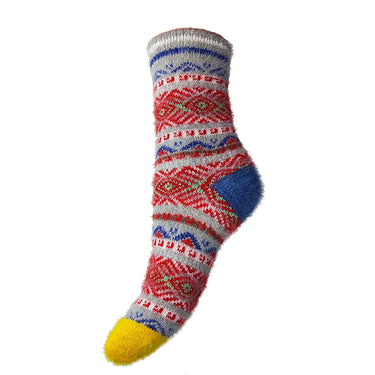 Red, grey and blue patterned Wool Blend socks