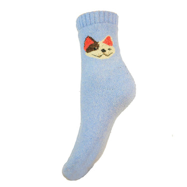 Pale blue Dog face wool blend socks