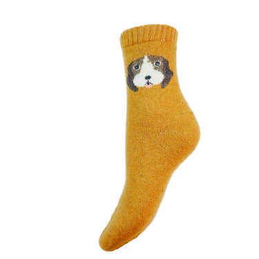 Mustard Dog face wool blend socks