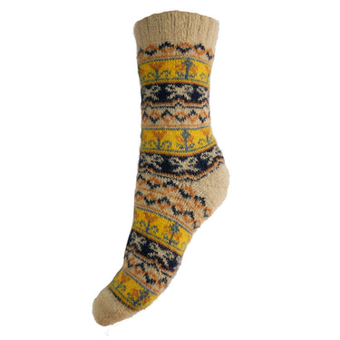 Fawn and yellow bow patterned Wool Blend socks