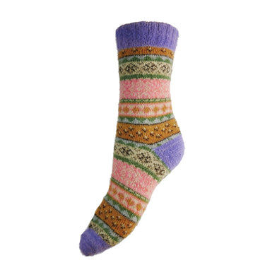 Pink and purple Scandi patterned soft Wool Blend socks