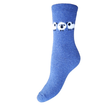 Thick Blue socks with flock of fluffy sheep