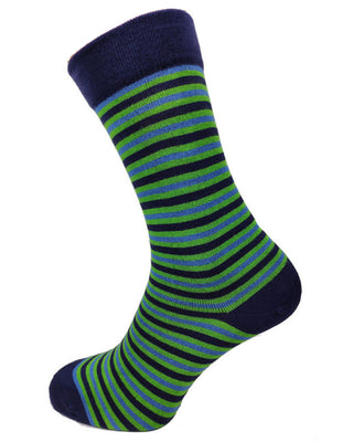 Green and Blue thin Striped Bamboo Socks Size 7-11
