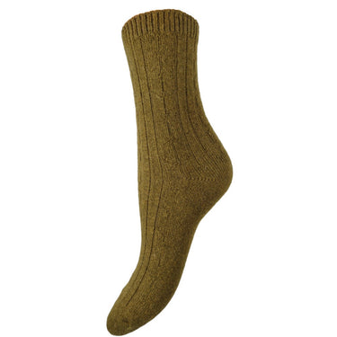 Olive green ribbed wool blend socks size 4-7