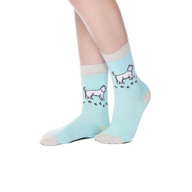 Westie and Paw Print Bamboo Socks Size 4-7