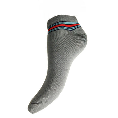 Grey with Coloured Stripes Bamboo Trainer Socks