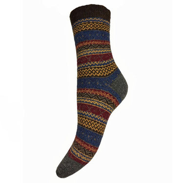 Fairisle socks, Blue and Grey,  size 4-7