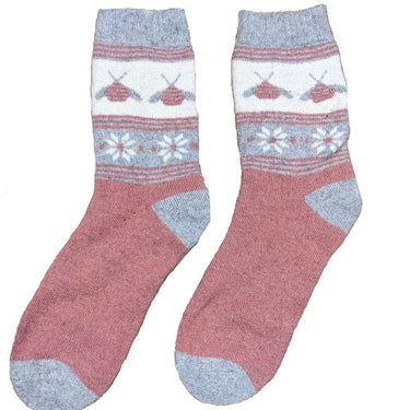 Pink and Grey Wool Blend Socks
