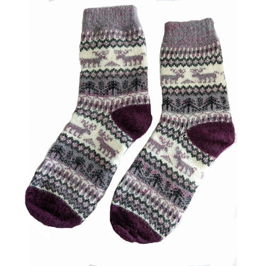 Purple Reindeer Wool Blend Socks